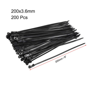 Black Cable Ties 200 x 3.6mm – Heavy-Duty Nylon Zip Ties (Pack)