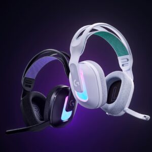Logitech G522 Gaming Headset with 50mm Pro-G drivers, DTS 7.1 surround sound, flip-to-mute mic, leatherette ear pads, and wired connectivity for immersive gaming and streaming.