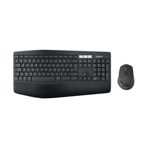 Logitech MK850 Performance wireless keyboard and mouse combo with ergonomic design, cushioned palm rest, full-size keys, multi-device support, dual wireless connectivity, and long battery life—ideal for professional productivity.